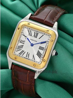 Cartier Santos Dumont Two Tone Brown Straps Watch Price in Pakistan