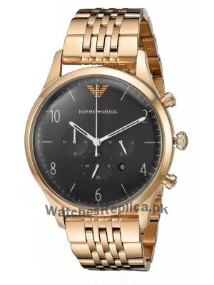 Emporio Armani Men's RoseGold Black Dial Watch Price in Pakistan