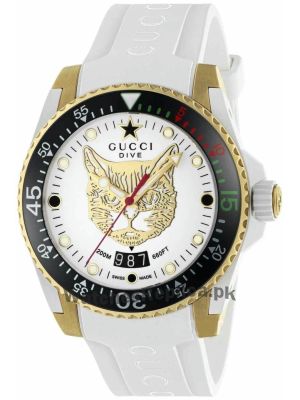 Gucci Dive White Dial 40mm Rubber Strap Men's Watch Price in Pakistan