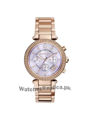 Michael Kors Women's Rose Gold Tone Purple Dial Chrono Watch Price in Pakistan