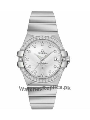 Omega Constellation Mens Chronometer Silver Diamond Watch Price in Pakistan
