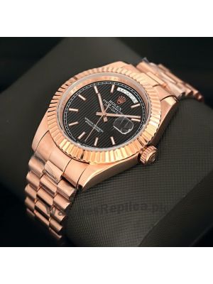 Rolex Day-Date Black Dial Everose Gold Watch Price in Pakistan