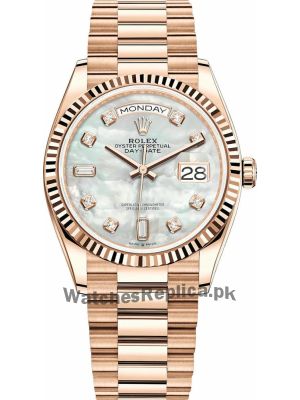 Rolex Day Date Everose Gold 128235 MOP Diamond Watch Price in Pakistan