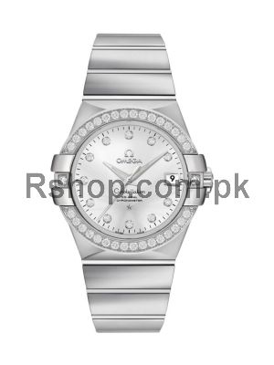 Omega Constellation Mens Chronometer Silver Diamond Watch Price in Pakistan
