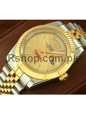 Rolex Day-Date Yellow Gold Strip Motif Index Dial Watch Price in Pakistan