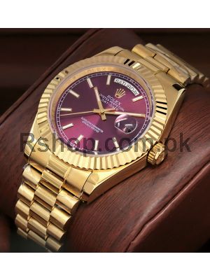 Rolex Oyster Perpetual Day Date Red Grape Dial Watch Price in Pakistan