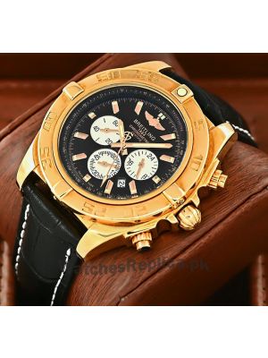 Breitling Chronomat black Leather Strap Watch Price in Pakistan