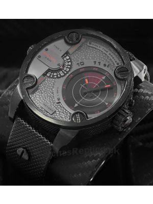 Diesel Little Daddy Radar GMT Grey Dial Black Leather Men's Watch Price in Pakistan