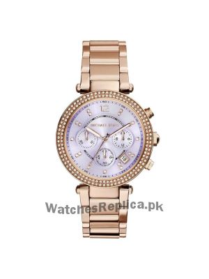Michael Kors Women's Rose Gold Tone Purple Dial Chrono Watch Price in Pakistan
