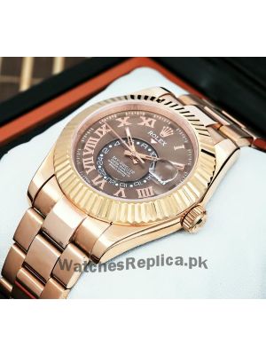 Rolex Sky-Dweller Chocolate Dial Rose Gold Mens Watch Price in Pakistan