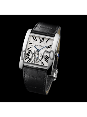 Cartier Tank MC Silver Dial Black Leather Mens Watch- Swiss Quality Price in Pakistan