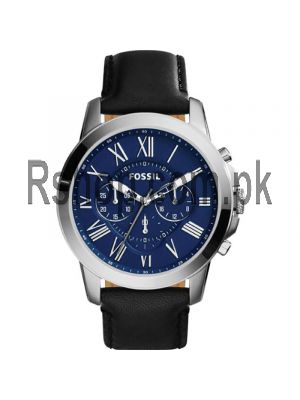 Fossil Grant Blue Dial Black Leather Men's Watch FS4990  (Same as Originial) Price in Pakistan