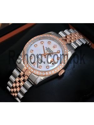 Rolex Datejust Mother of Pearl Diamond Dial Two Tone Watch  Price in Pakistan