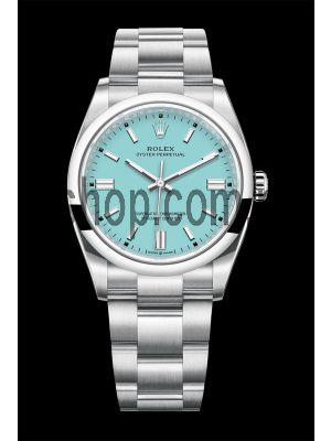 Rolex Oyster Perpetual Turquoise Blue Dial ETA Swiss Watch- M126000-0006