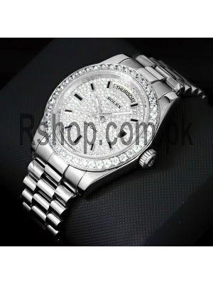 Rolex Day Date Diamond Pave Dial Diamond Bezel Watch Price in Pakistan